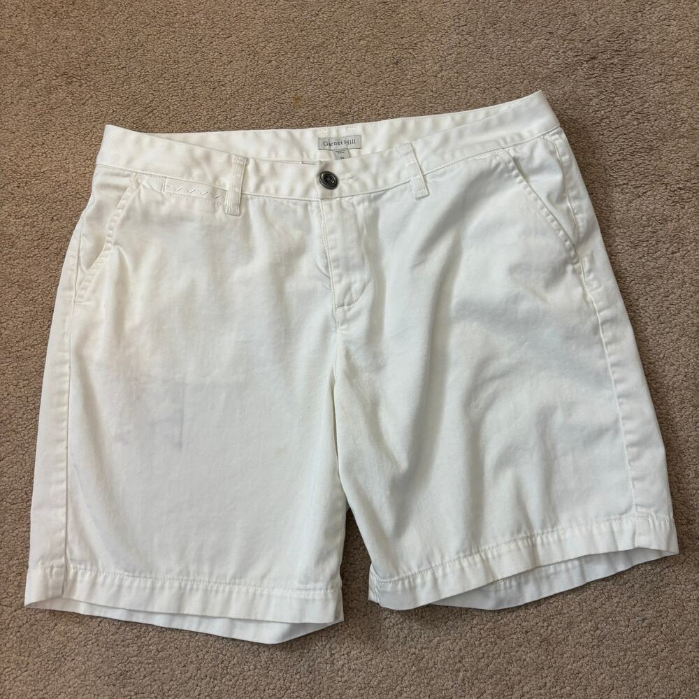 Garnet Hill Shorts Womens Size 8 White Chino 7" Inseam Pima Cotton
